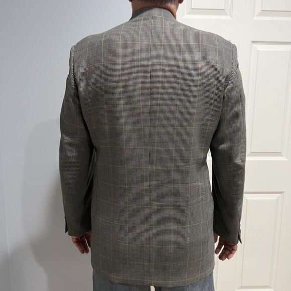Claiborne Men's Wool Houndstooth Blue Olive Sport Coat Jacket Blazer Size 42Long - Picture 2 of 15